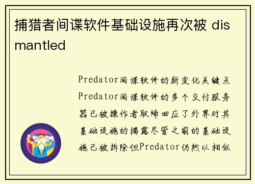 捕猎者间谍软件基础设施再次被 dismantled 