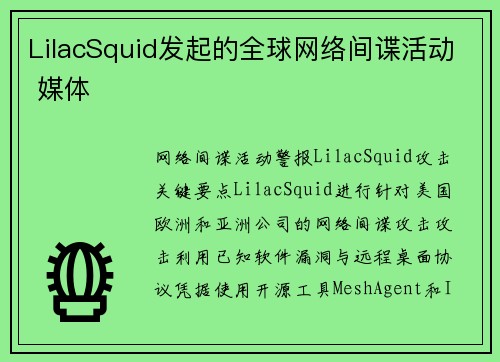 LilacSquid发起的全球网络间谍活动 媒体