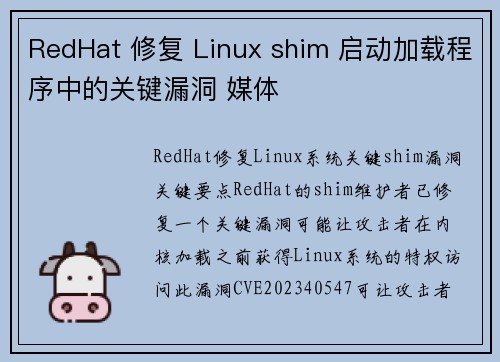 RedHat 修复 Linux shim 启动加载程序中的关键漏洞 媒体